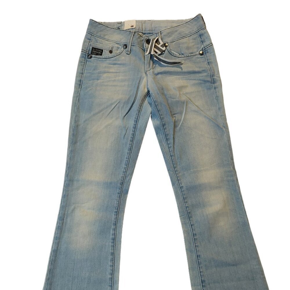 G-Star Raw 3301 Midge Bootcut Light Blue Speed Wash Denim Jeans Sz 26 NWT